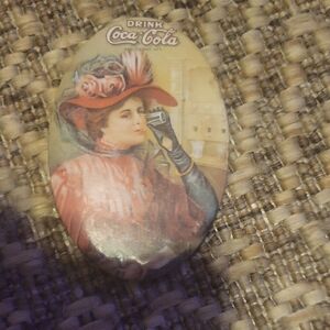 Coca-Cola Hand Mirror with Lady in Red and Pink